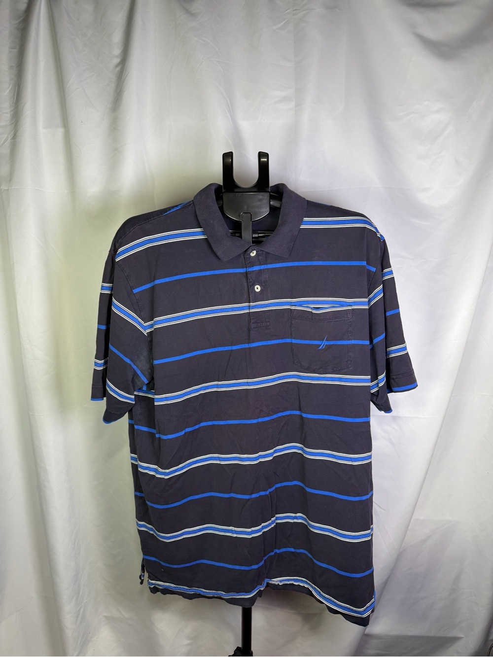 Nautica Navy Polo with Blue and White Stripes